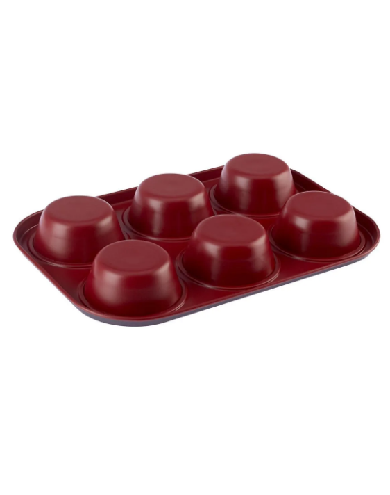 KARACA ROSSANA 6-PIECE MUFFIN MOLD, RED