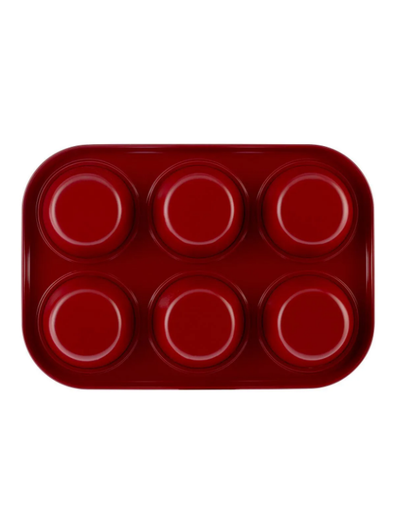 KARACA ROSSANA 6-PIECE MUFFIN MOLD, RED