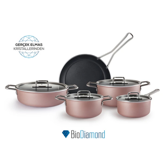 KARACA MASTERMAID BIO DIAMOND 9-PIECE COOKWARE SET, BRONZE