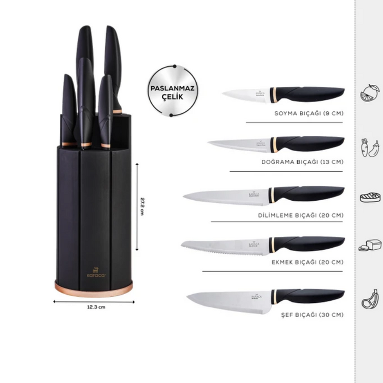 KARACA PROOFCUT 6-PIECE KNIFE SET, BLACK