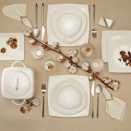 KARACA SILA CREAM 60-PIECE 12-PERSON DINNER SET, CREAM