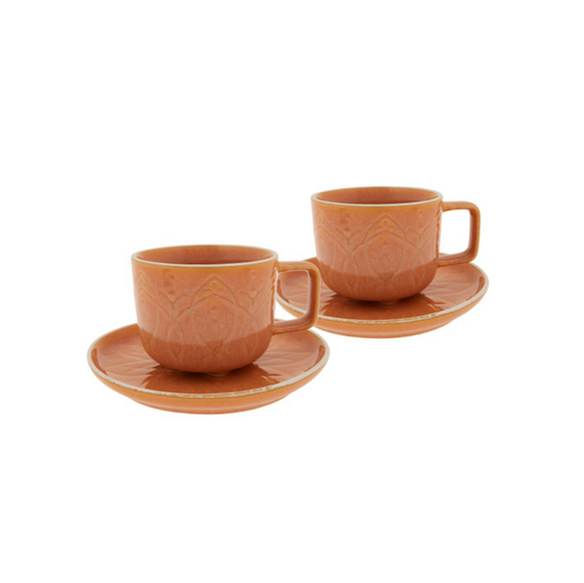 KARACA VITA ORANGE 2-PERSON TEA CUP SET