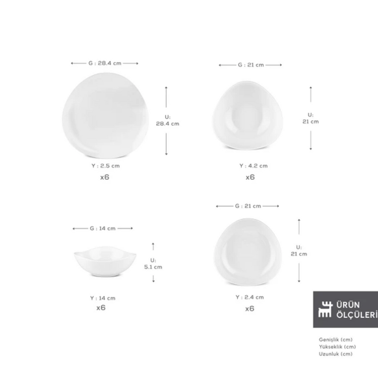 KARACA STREAM BONE RUBICON 18-PIECE 6-PERSON DINNER SET