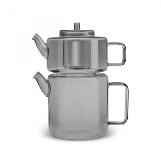 KARACA FLAT BOROSILICATE GLASS TEAPOT GREY