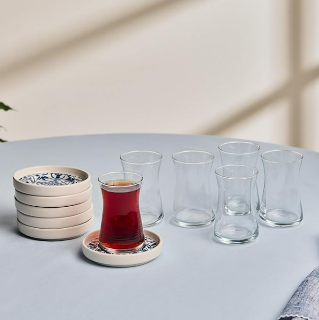 KARACA MAVILI 170 ML 12-Piece TEA SET, BLUE