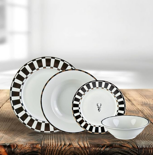 KARACA ELEGANCE BONE ARIES 24-PIECE 6-PERSON DINNER SET BLACK