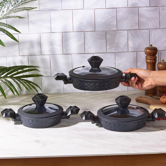 KARACA BIO DIAMOND ANTIBACTERIAL HANDLE 6-PIECE SAUTE PAN SET