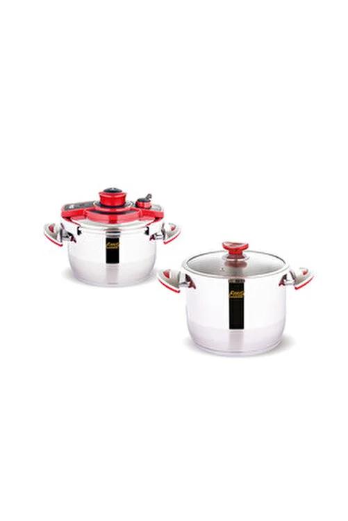 FMS MERKUR 4+6 LT TWIN PRESSURE POT SET RED