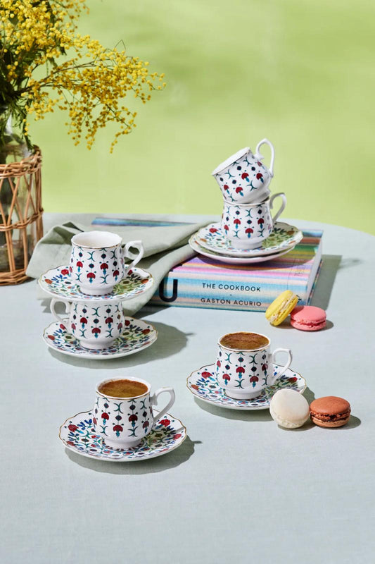 KARACA EBRULI 100 mL Coffee Cup Set for 6 People