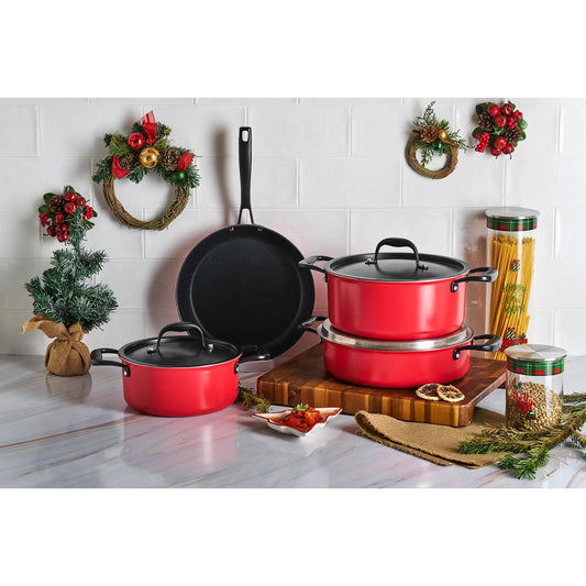 KARACA BIO DIAMOND PRO JAPANESE RED 7-PIECE COOKWARE SET