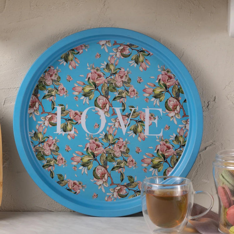 KARACA LOVE 35 CM METAL ROUND TRAY