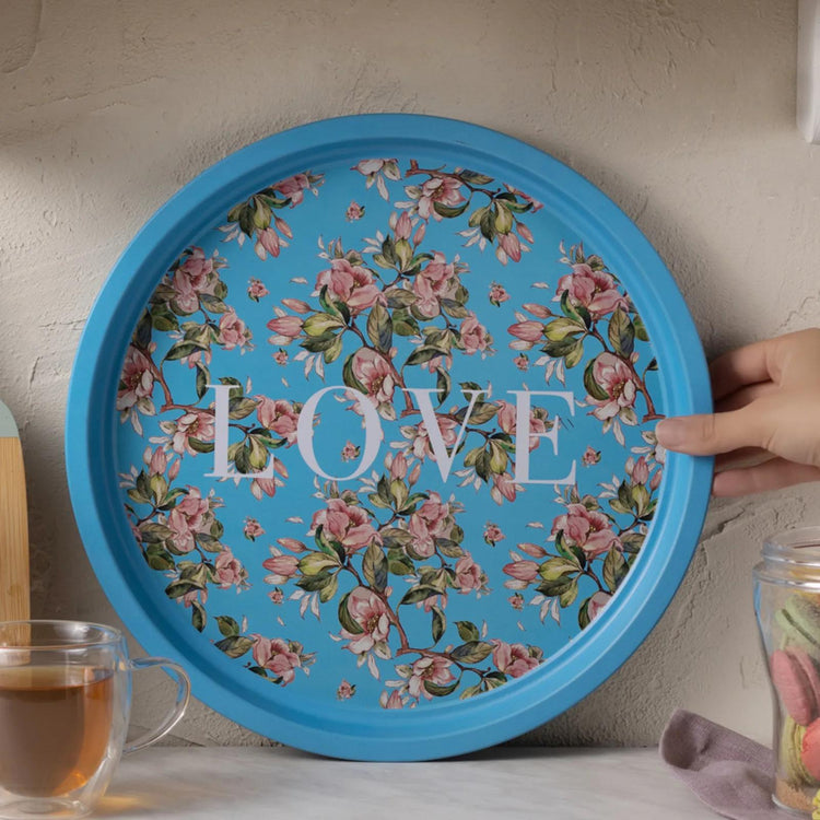 KARACA LOVE 35 CM METAL ROUND TRAY