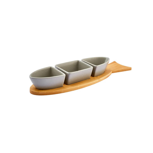 KARACA MALIA FISH-THEMED 3-PIECE SNACK BOWL SET