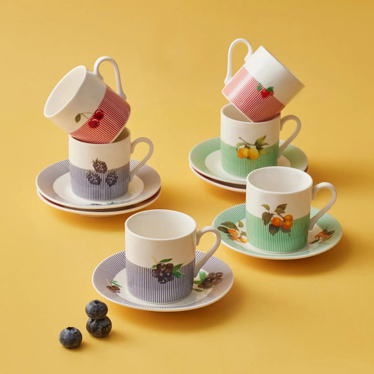 KARACA FRUIT-THEMED 6-PERSON COFFEE CUP SET