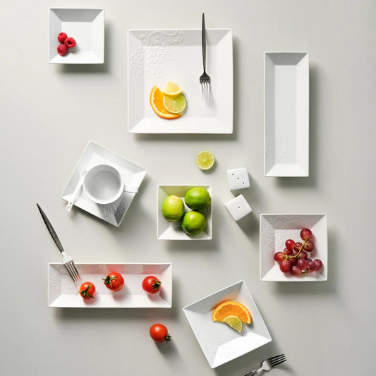 KARACA TREND EMBOSS 32-PIECE BREAKFAST SET (SQUARE)