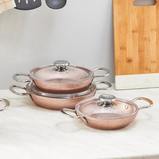 KARACA IVY BIOGRANIT 6-PIECE SAUTÉ PAN SET (ROSE)