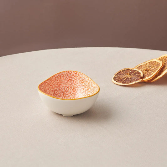 KARACA FLORAL TRIANGLE SNACK BOWL 10 CM ORANGE