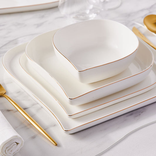 Karaca Streamline Slope 29 Pieces 6 Person Dinnerware Set, Gold