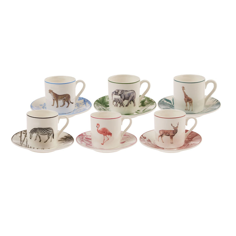 KARACA JUNGLE 6 PERSON COFFEE CUP SET, MULTICOLOR