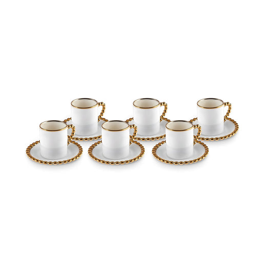 KARACA BONCUK 6-PERSON 80 ML COFFEE CUP SET, WHITE