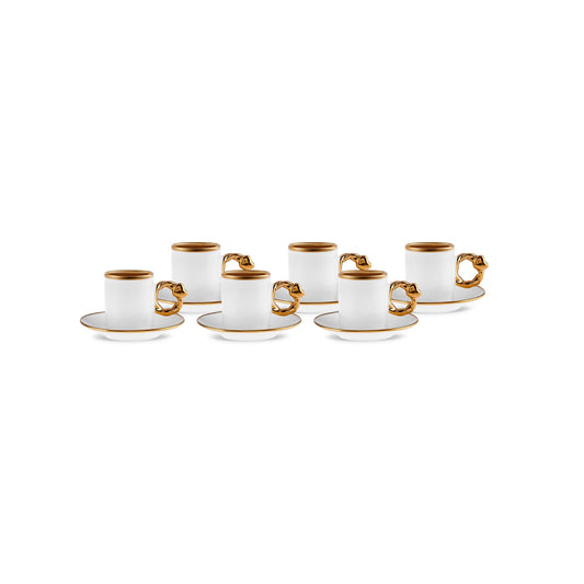 KARACA HEART SHAPED 6-PERSON 80 ML COFFEE CUP SET, WHITE