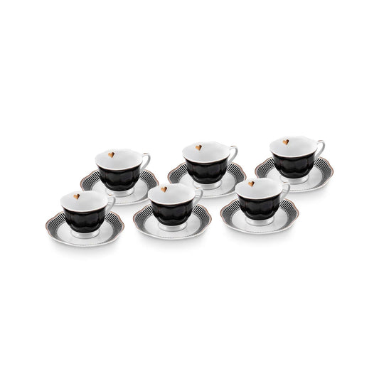 KARACA PIRAYE 6-PERSON 80 ML COFFEE CUP SET, BLACK