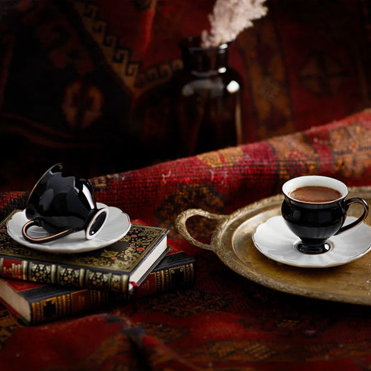KARACA BLACK SWAN 6-PERSON COFFEE CUP SET