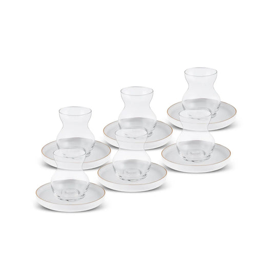 KARACA STREAMLINE SUNSET 6-PERSON 12 PIECE TEA SET, WHITE